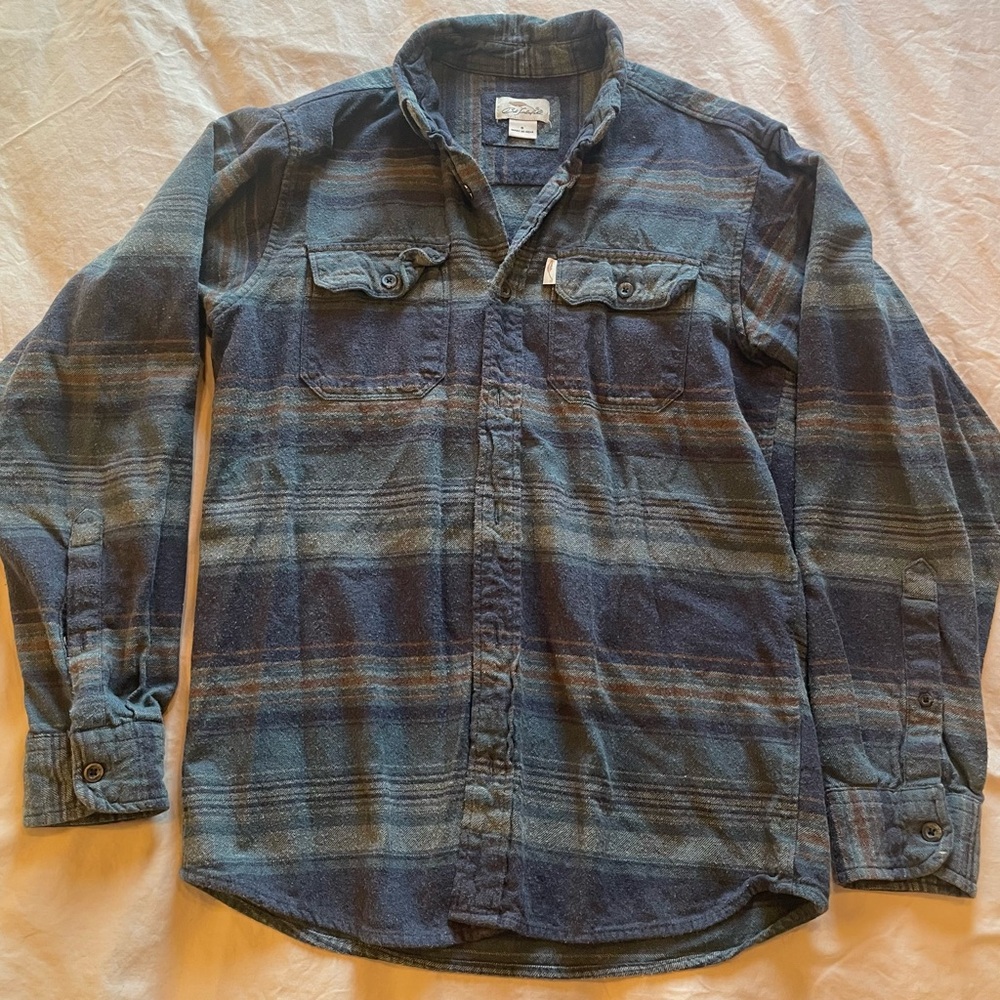Blue and Brown Plaid Button-Up Shirt